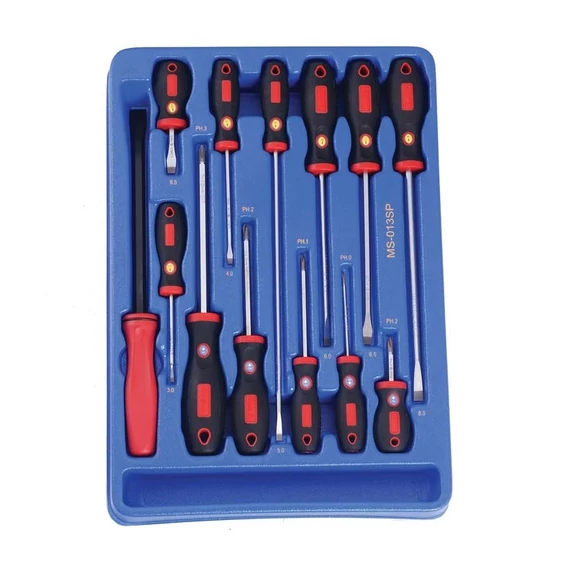 Genius Tools csavarhúzó készlet, csillag és laposfejű + pájszer, 13 darabos
