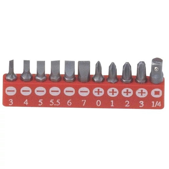 Genius Tools bit készlet, lapos és csillagfejű 1/4&quot;, 11 db-os