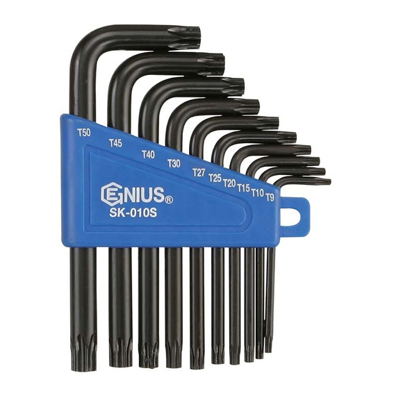 Genius Tools T-torxkulcs készlet, L-alakú, 10 db-os
