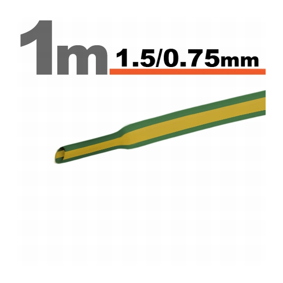 Zsugorcső, zöld-sárga, 1,5/0,75mm