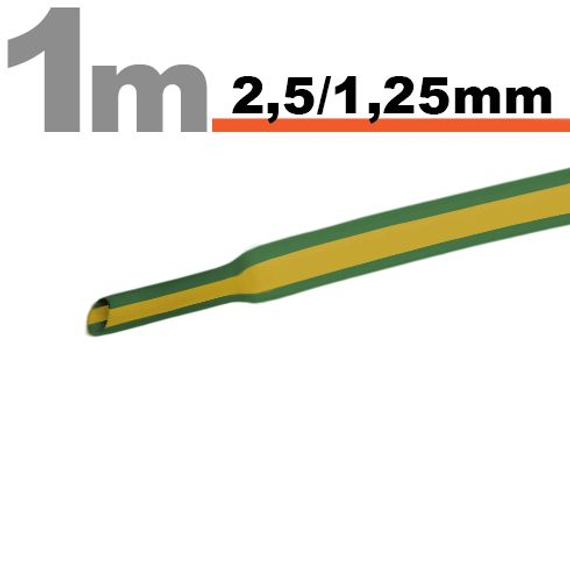Zsugorcső, zöld-sárga, 2,5/1,25mm