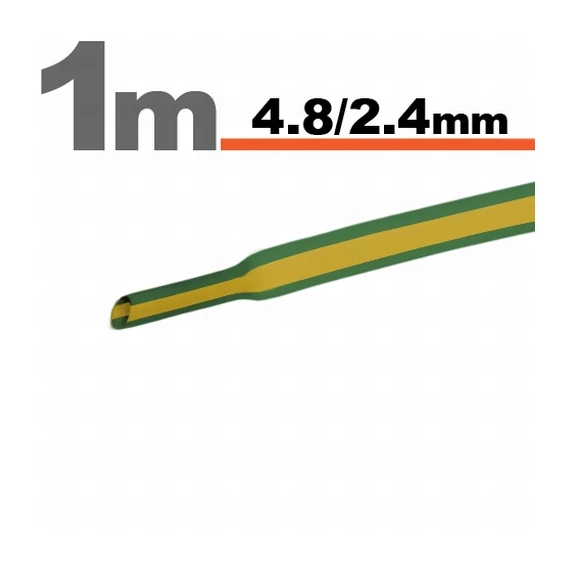 Zsugorcső, zöld-sárga, 4,8/2,4mm