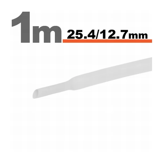 Zsugorcső, fehér, 25,4/12,7mm
