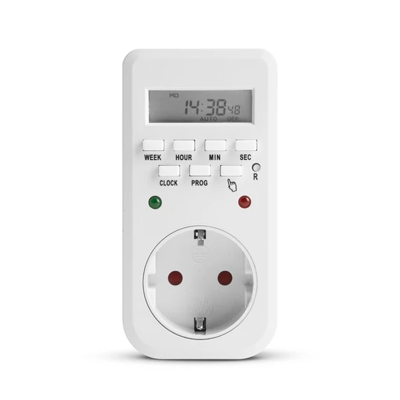Digitális kapcsolóóra visszajelző LED-del, 250V, 16A