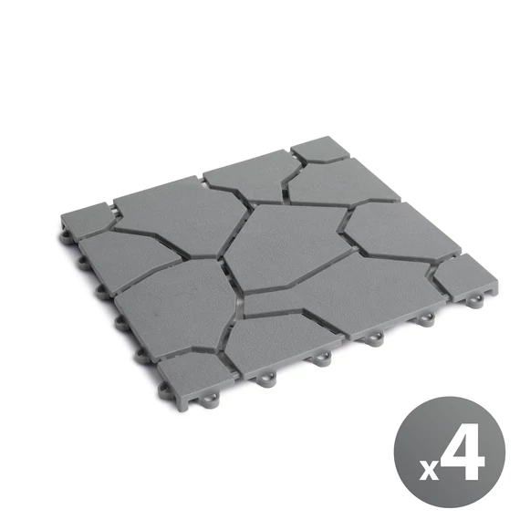 Kerti műanyag járólap, kőmintás, szürke