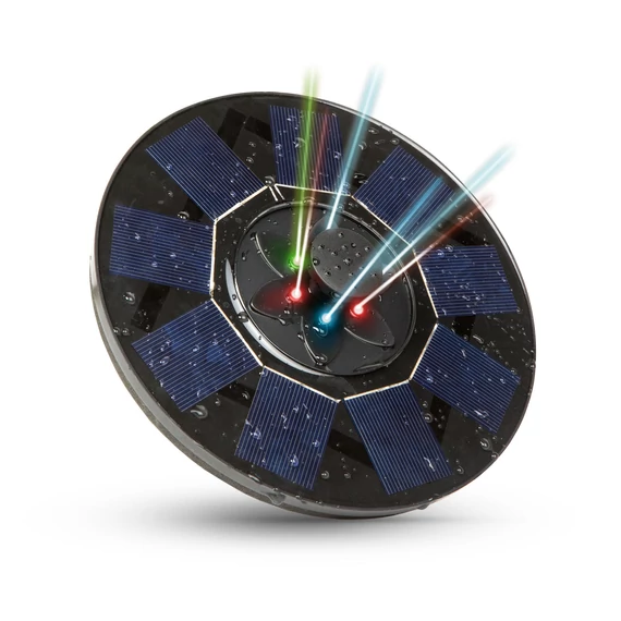 Szolár szökőkút, akkumulátorral, 6 db RGB LED-del
