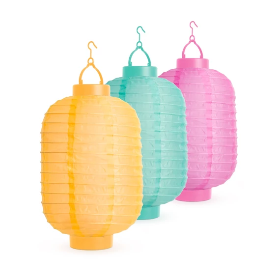 Szolár lampion, 3 színben, hidegfehér LED, 21cm