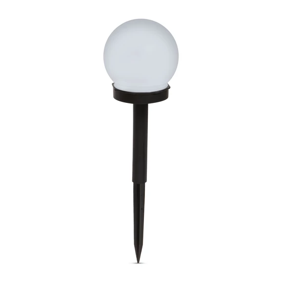 LED-es szolár lámpa, leszúrható, gömb alakú, hidegfehér, Ø10cm