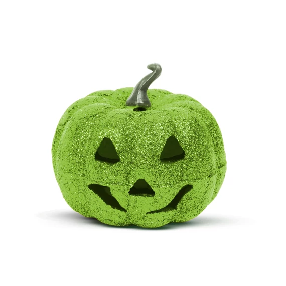 Family Halloween-i RGB LED dekor habszivacs tök, zöld, 11cm