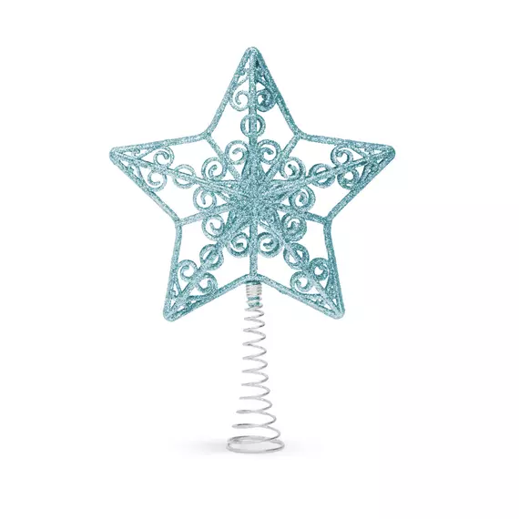 Family karácsonyfa csúcsdísz, csillag alakú, világoskék, 20x15cm