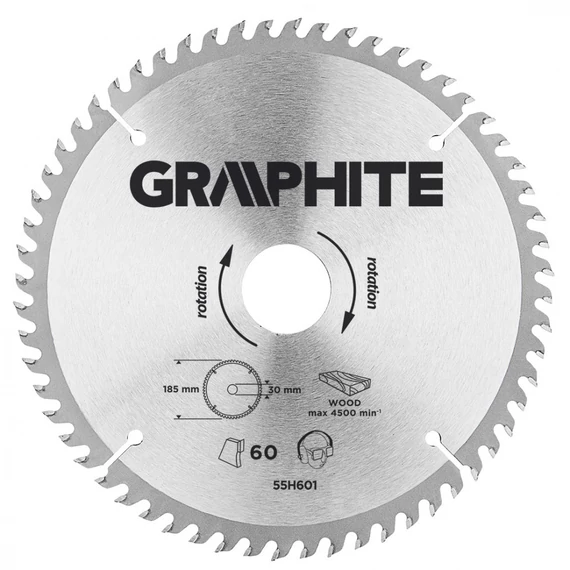 Graphite vídiás körfűrészlap 185x30mm, 60fog