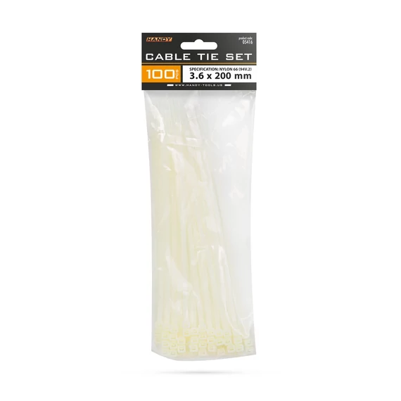 Handy 05416 vezetékkötegelő, 200x3.6mm, 100db, átlátszó