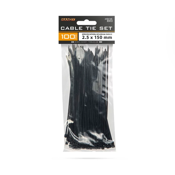 Handy 05413 vezetékkötegelő, 150x2.5mm, 100db, fekete