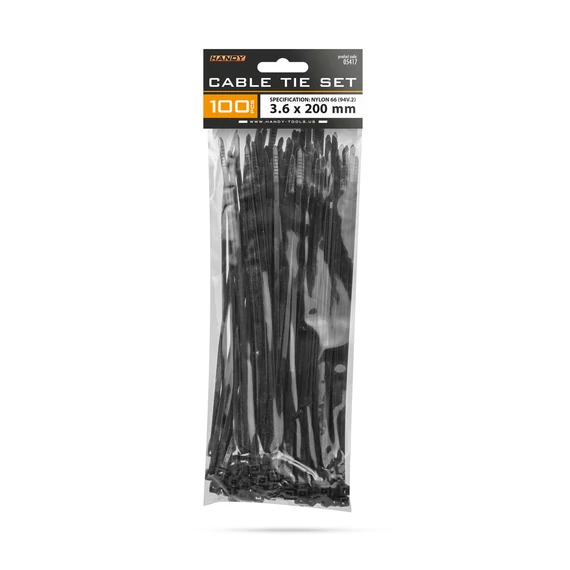 Handy 05417 vezetékkötegelő, 200x3.6mm, 100db, fekete