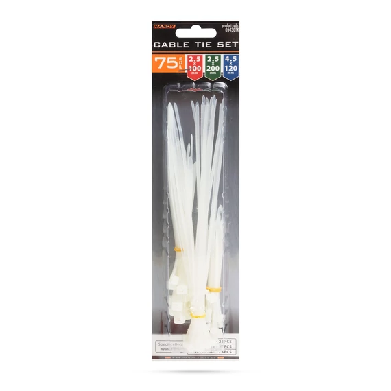 Handy 05430TR vezetékkötegelő szett, több méret, 75db, átlátszó