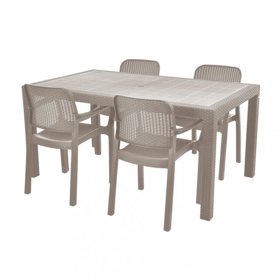 Hecht Samana kerti bútor szett 1 Anegada asztal+4 Samana szék, bézs