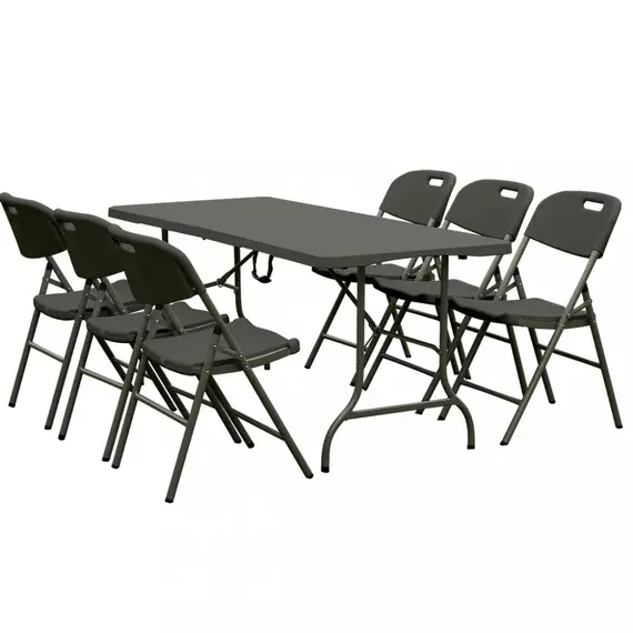 Hecht Foldis kerti bútor szett, 1 asztal+6 szék, grafit