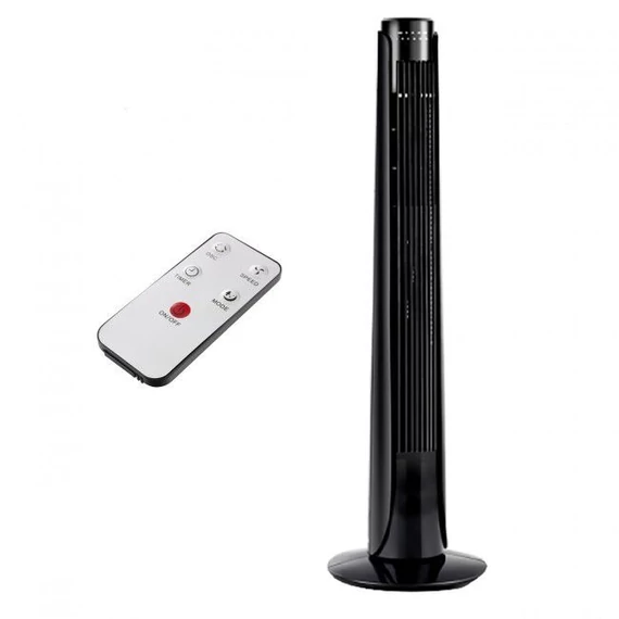 Fekete oszlop ventilátor távirányítóval