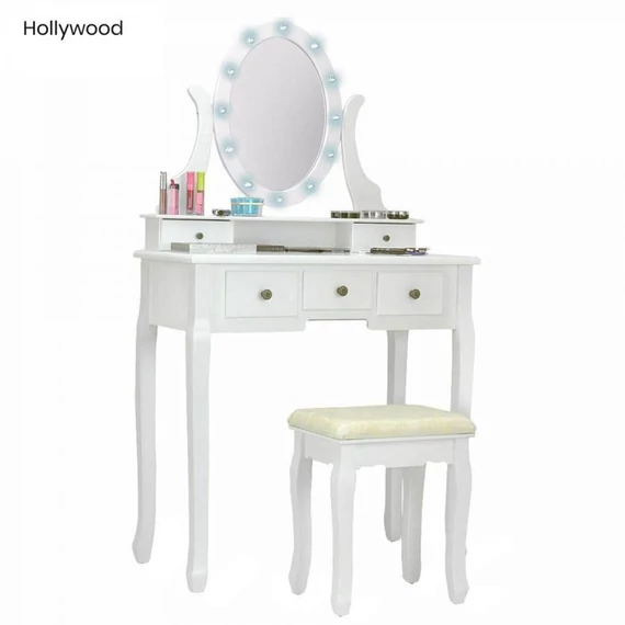 Fésülködő asztal hollywood, fehér