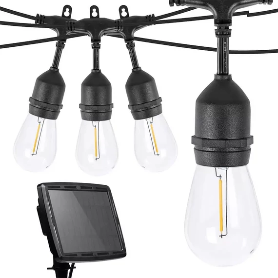 Timeless Garden kültéri szolár dekor égősor, 15db E27 LED lámpával, 15m