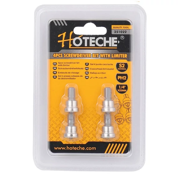 Hoteche bitkészlet gipszkartonhoz, PH2, 1/4&quot;, 25mm, 4db