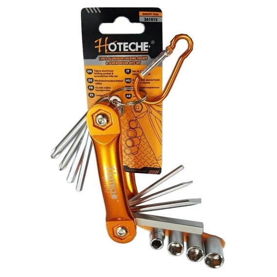 Hoteche dugókulcs és bit zsebkészlet, kihajtható, 1/4&quot;, 12db