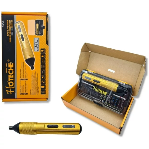 Hoteche akkus csavarozó készlet, 3.7V, 1/4&quot;, 36db (töltővel)