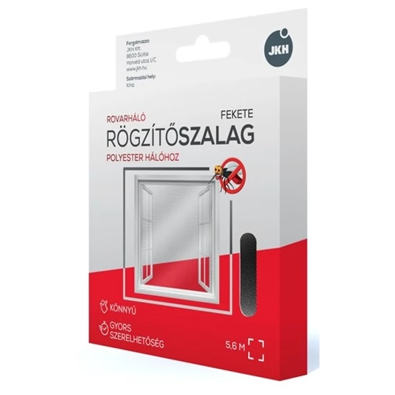 Szúnyogháló rögzítőszalag, fekete, 5.6mx9mm