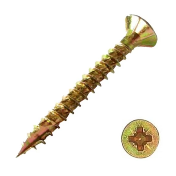 Pozdorjacsavar, önmetsző, süllyesztett fej, sárga horgany, PZ, 3.5x40mm, 20db