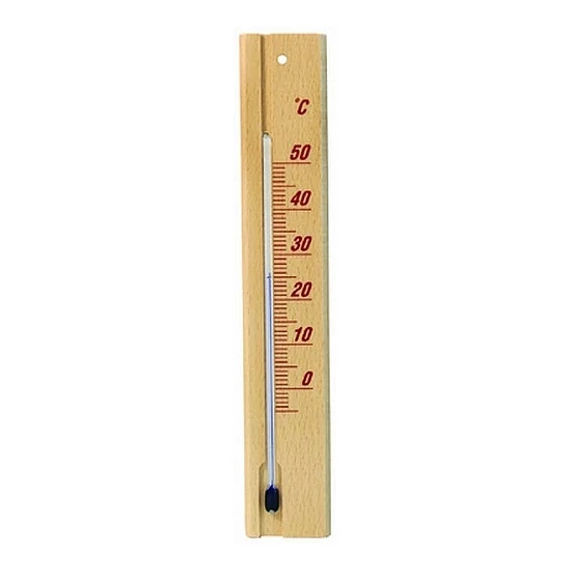 Szobai hőmérő fa hátlappal, 20cm