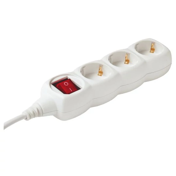 Hálózati elosztó 3-as kapcsolóval, fehér, 1,5m