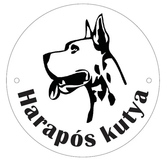 Kutyatábla, műanyag, 9.5cm, Harapós kutya