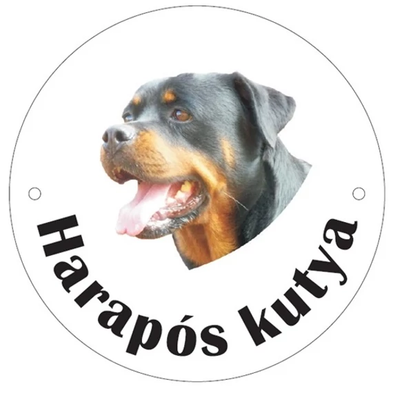 Kutyatábla, műanyag, 9.5cm, rottweiler