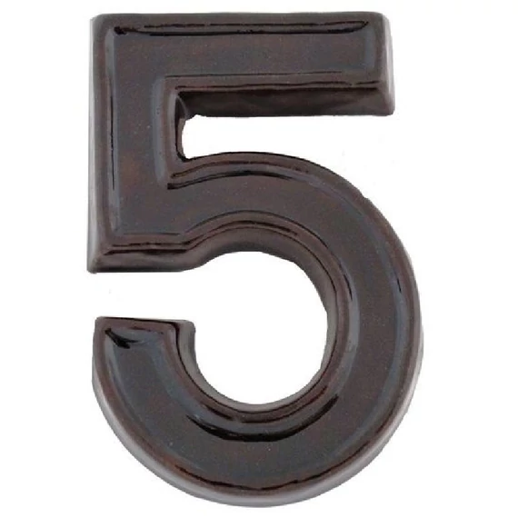 SB kerámia házszám 5, barna, 12cm