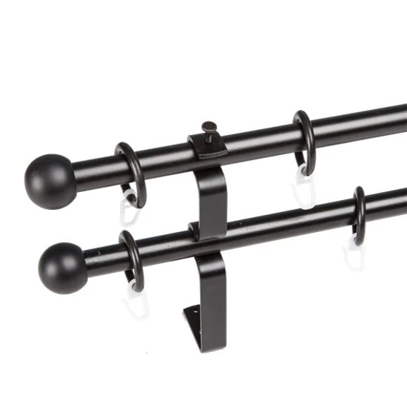 Fém dupla rúdkarnis tartozékokkal, fekete D=16mm, 160cm