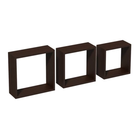 Fali polc, négyzet, wenge, 3db-os