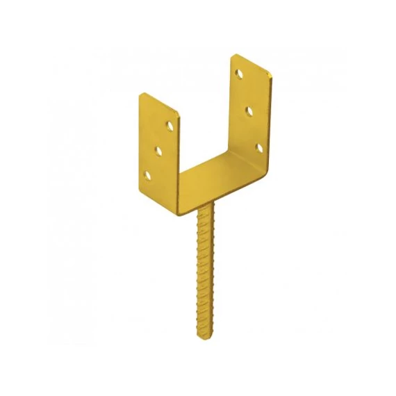 Betonozható oszloptalp "U",sárga horgany, 101x60x120/4 mm