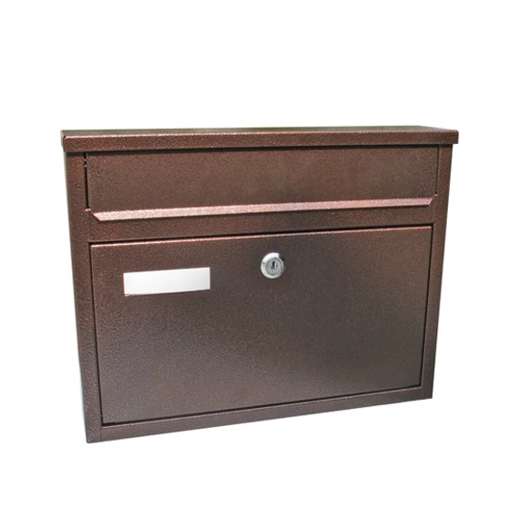 Kültéri, fekvő, lenyíló postaláda névtartóval&quot;Varia&quot;, barna, 35x28cm
