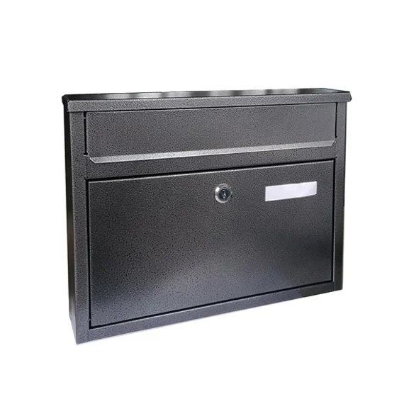 Kültéri, fekvő, lenyíló postaláda névtartóval"Varia", szürke, 35x28cm
