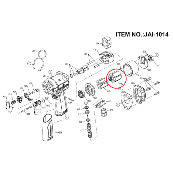 Jonnesway JAI-1014-304 forgórész a JAI-1014 légkulcshoz