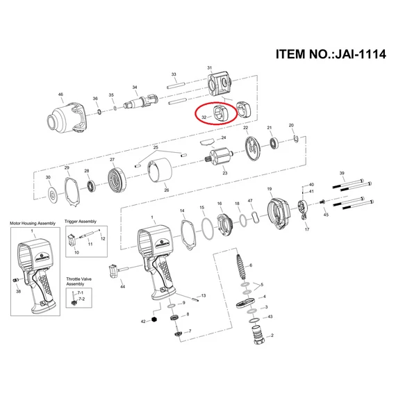 Jonnesway JAI-1114-32 kalapács a JAI-1114 légkulcshoz