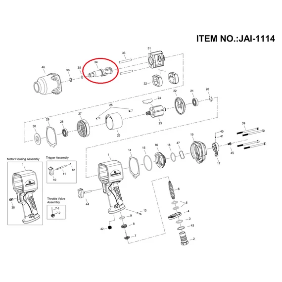 Jonnesway JAI-1114-34 standard üllő a JAI-1114 légkulcshoz