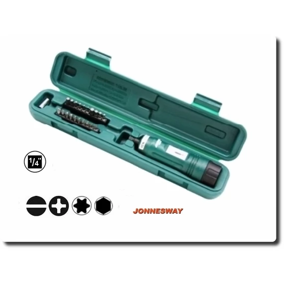 Jonnesway Nyomatékkulcs 1/4&quot; bittekkel, 1-8Nm