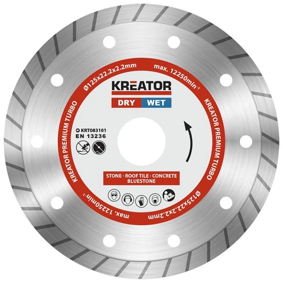 Kreator KRT083101 Prémium Turbó gyémánt vágótárcsa, 125mm