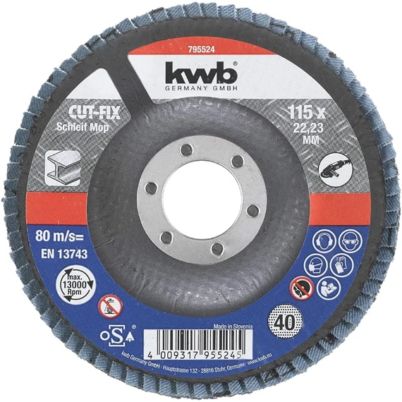 KWB lamellás fémcsiszoló korong, G40, 115x22.23mm