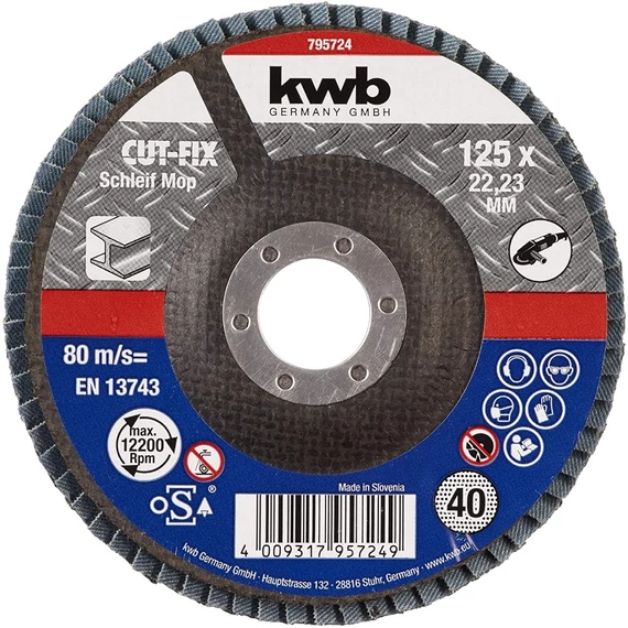 KWB lamellás fémcsiszoló korong, G40, 125x22.23mm