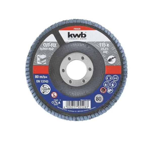 KWB lamellás fémcsiszoló korong, G80, 115x22.23mm