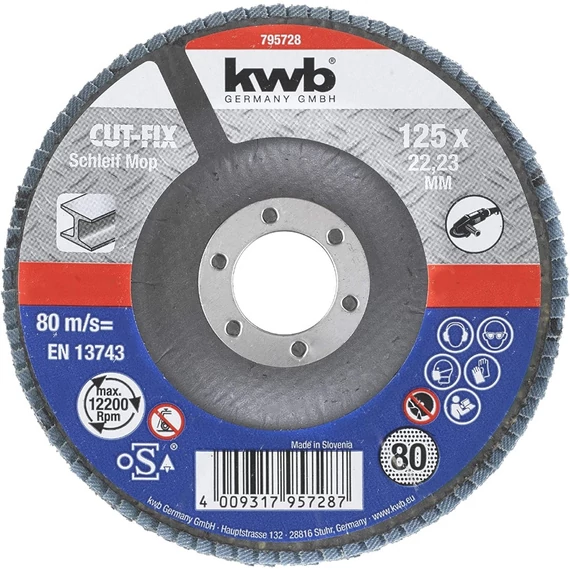 KWB lamellás fémcsiszoló korong, G80, 125x22.23mm