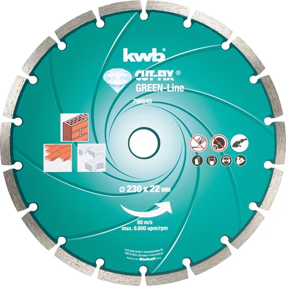 KWB PROFI GREEN-LINE szegmentált gyémánt vágókorong 230x22mm