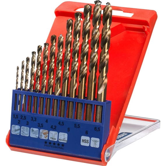 KWB Profi hengeres spirálfúrószár készlet, 1.5-6.5mm+3.3-4.2mm, 13darabos